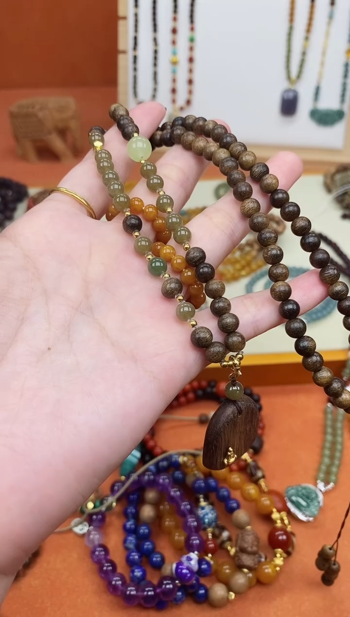 檀香木吊坠达拉干莺歌绿悟道木牌项链