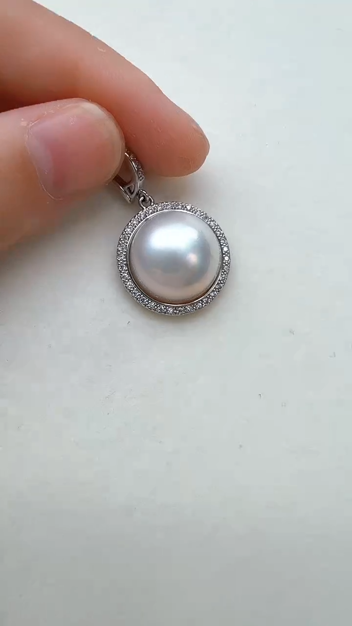 合金拼合珍珠（马贝珠）颈饰银色太阳花