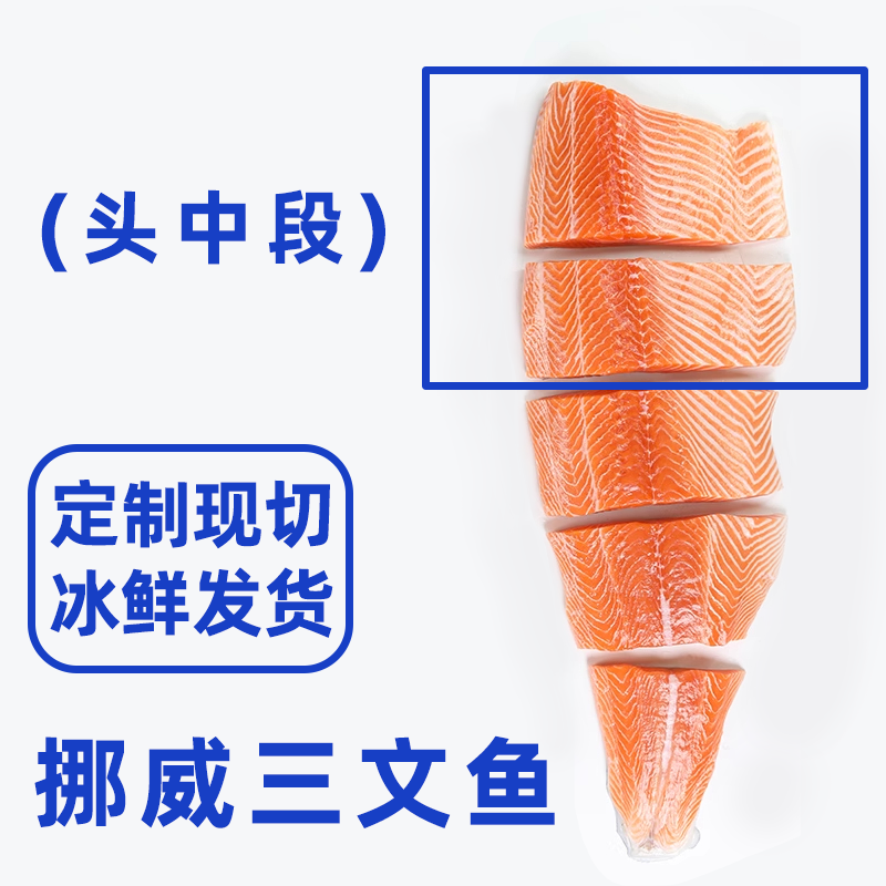 【定制现切】海馋鲜挪威冰鲜三文鱼刺身新鲜整条现切(头中段)