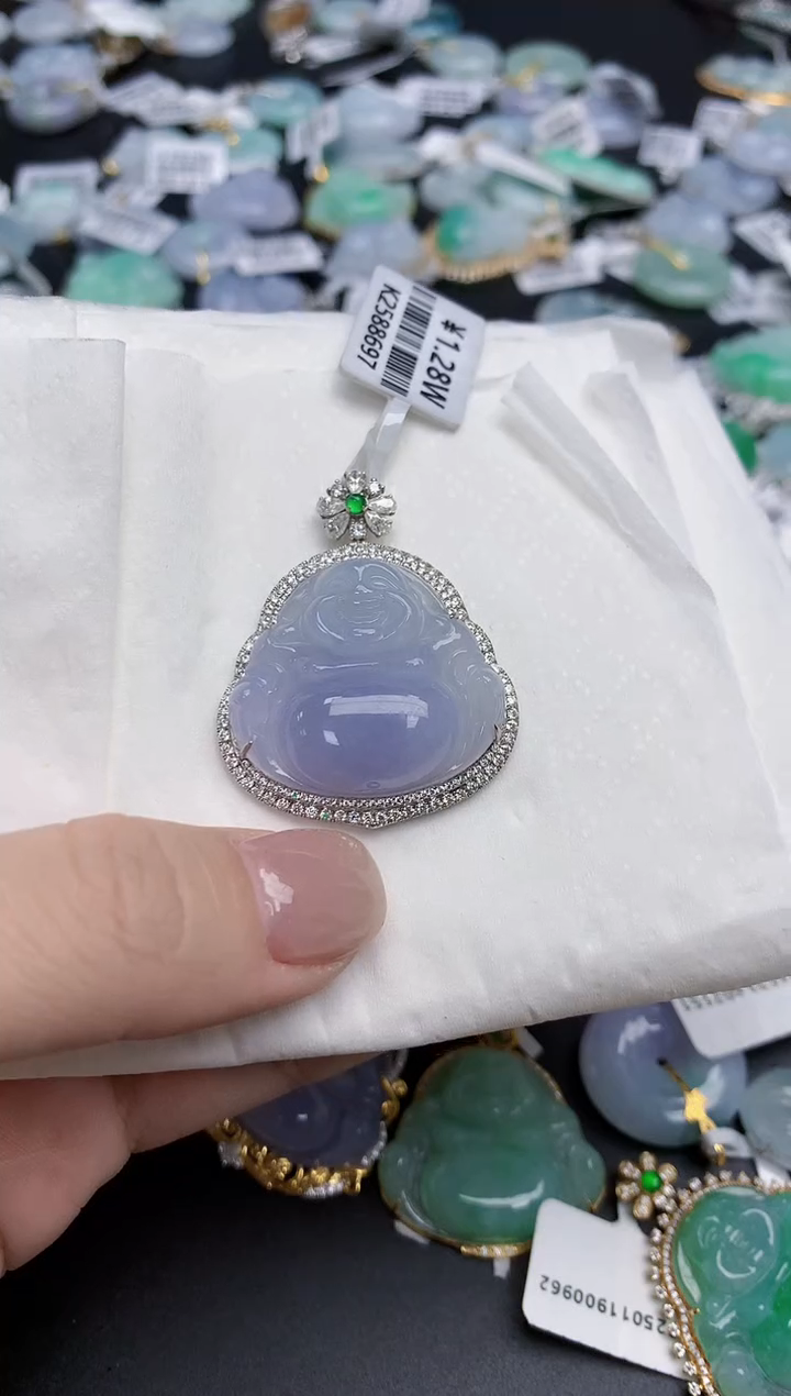 【闪购商品】翡翠颈饰18K金镶嵌天然缅甸翡翠A货