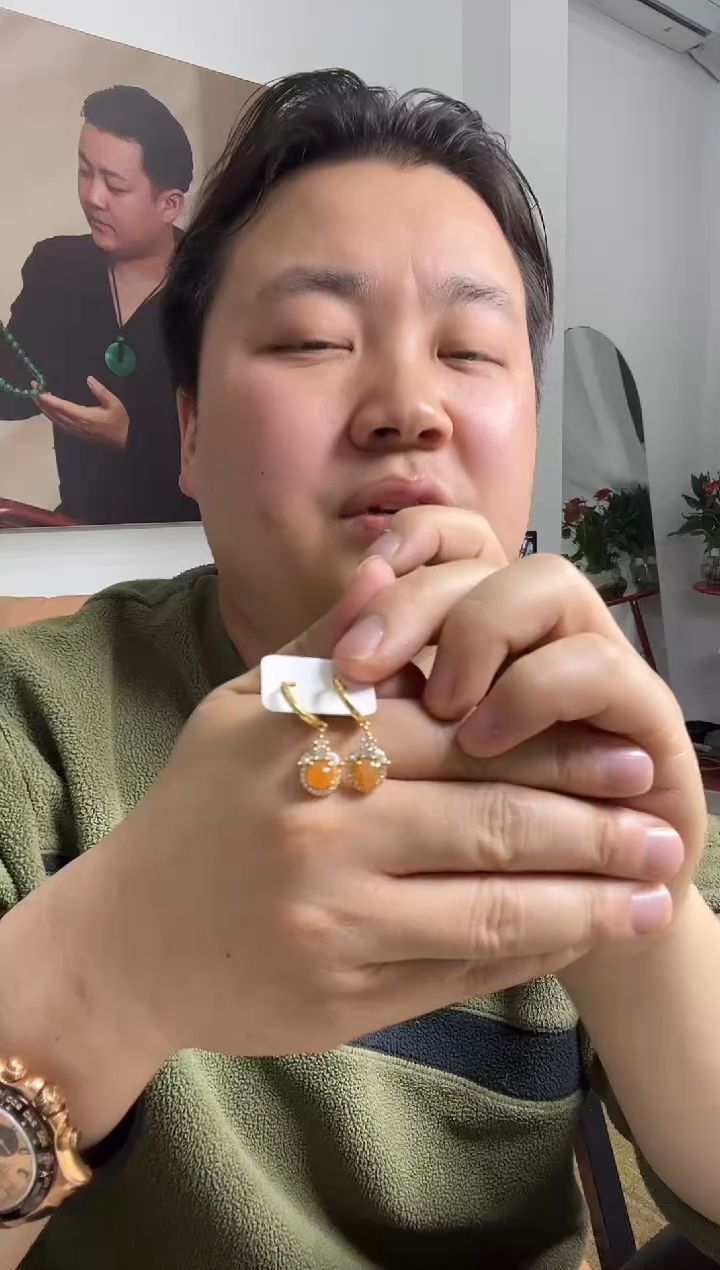 【闪购商品】翡翠耳饰银S925镶嵌耳环