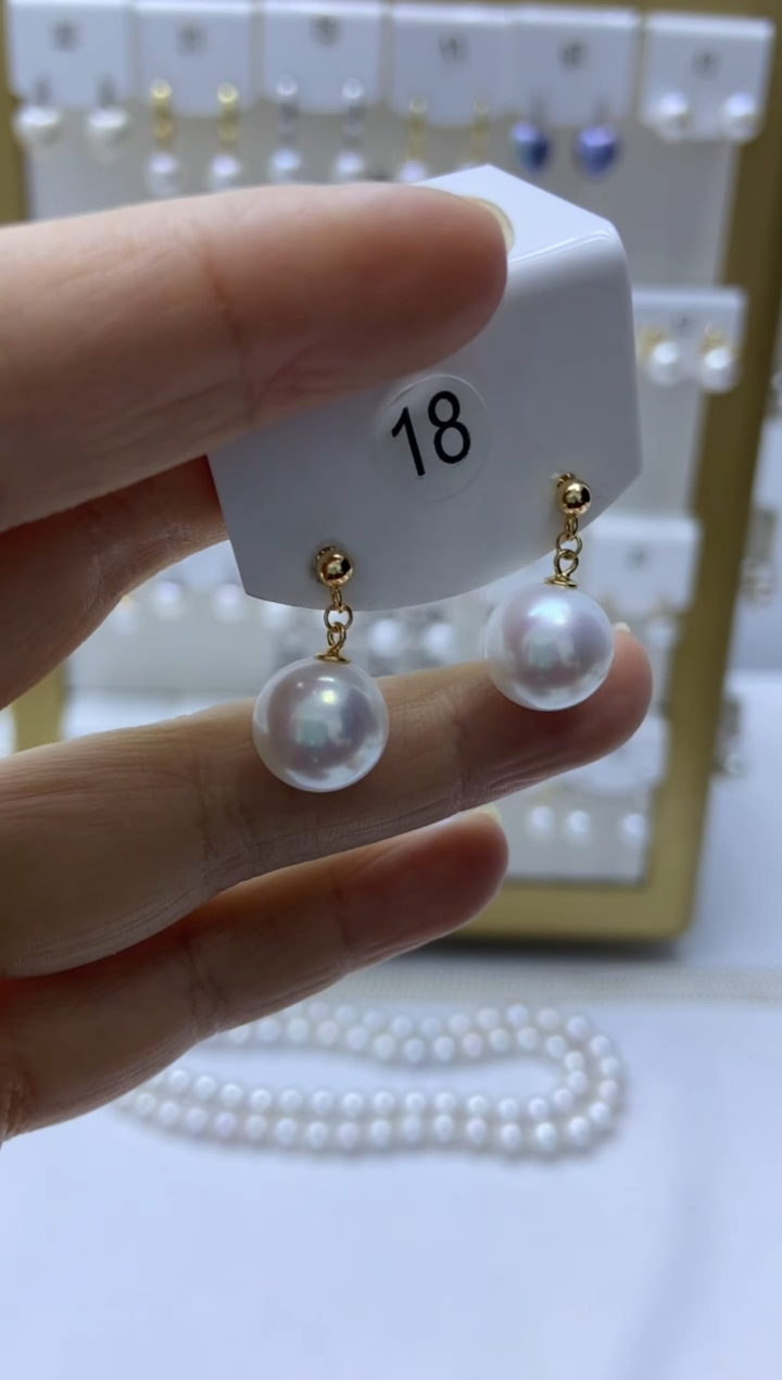 银S925镶嵌耳饰淡水珍珠18