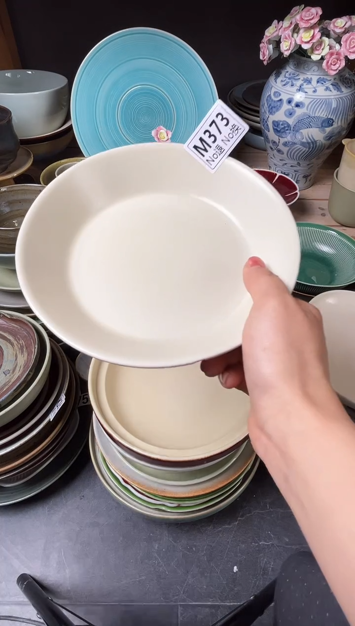 瓷片J****?m373奶黄斜口盘福利