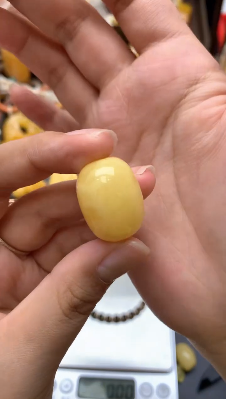 【闪购商品】未镶嵌琥珀珠宝奇石129琥珀蜜蜡花粉有纹小坑介意勿拍