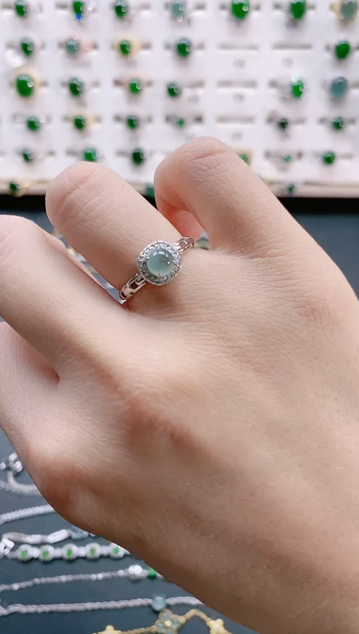 【闪购商品】翡翠戒指银S925镶嵌天然翡翠