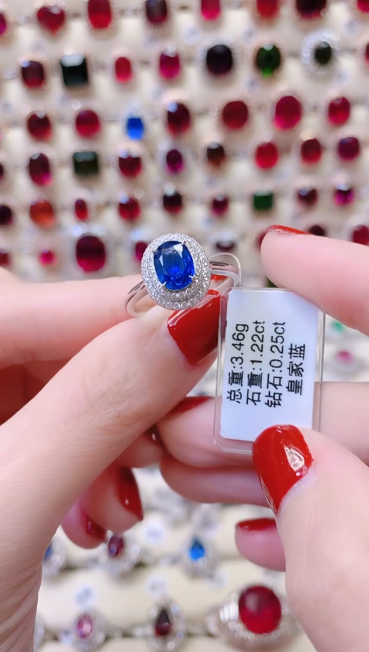 戒指蓝宝石18K金镶嵌蝈*1