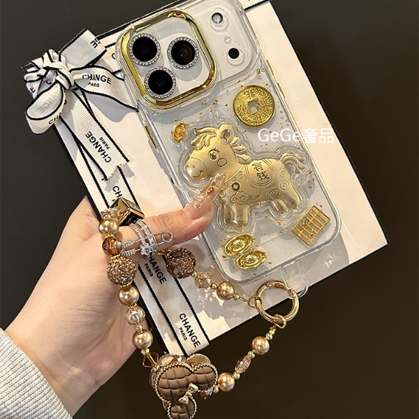 中国风金箔马上有钱适用苹果17pro max手机壳16/15/14/13透明套12