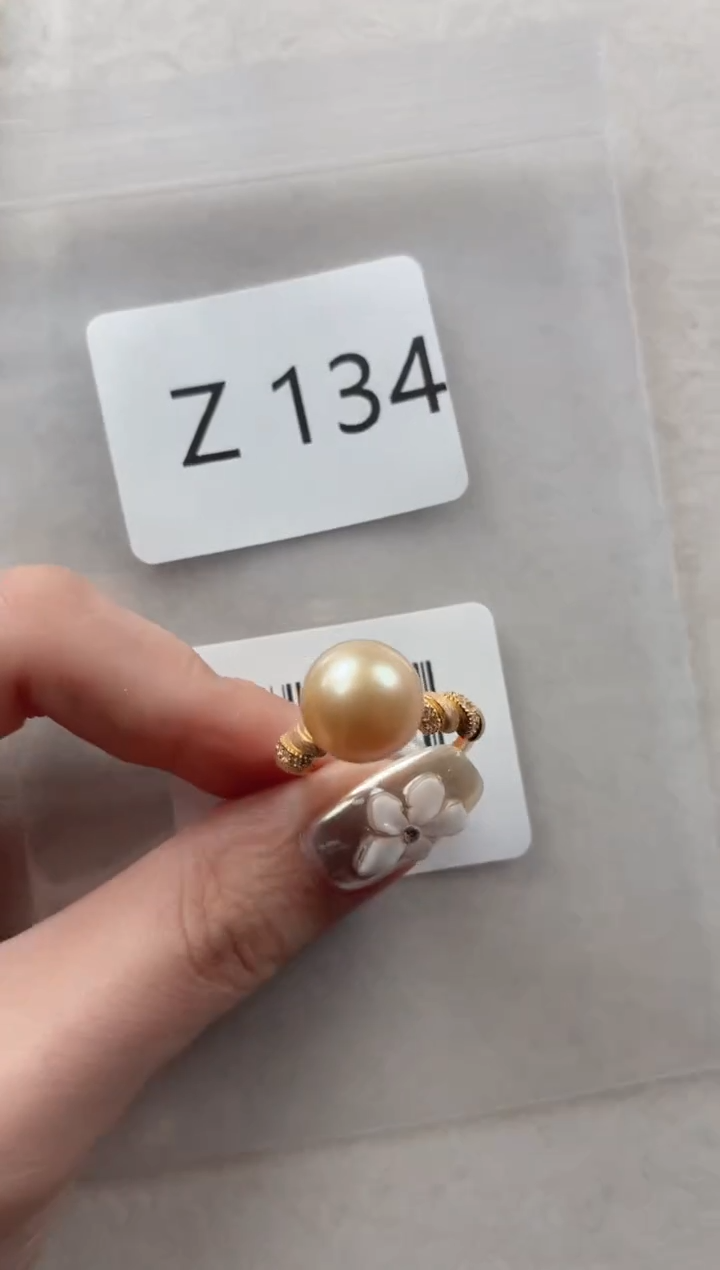 银S925镶嵌戒指海水珍珠Z134