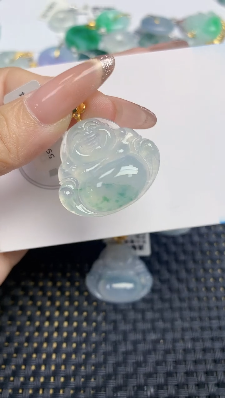 颈饰18K金镶嵌翡翠天然缅甸A货翡翠百元以上9元证书费自理
