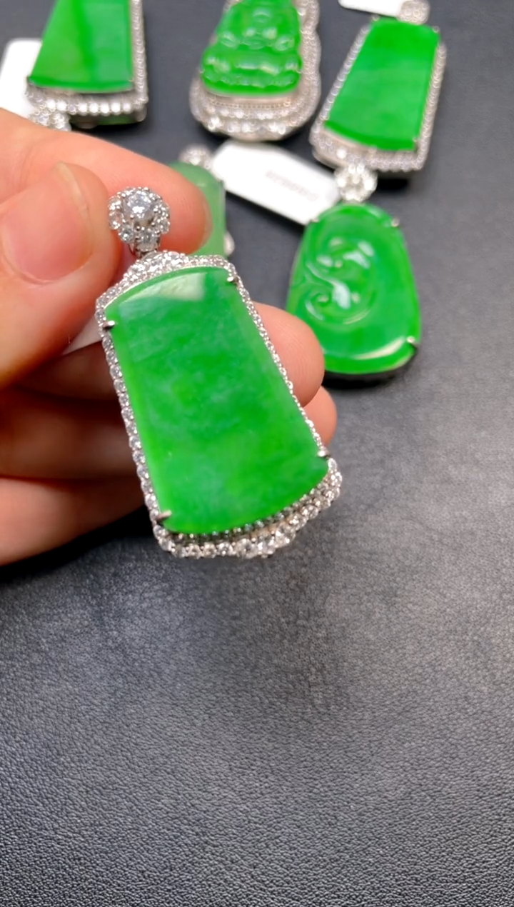 吊坠(不含链)银S925镶嵌翡翠吊坠