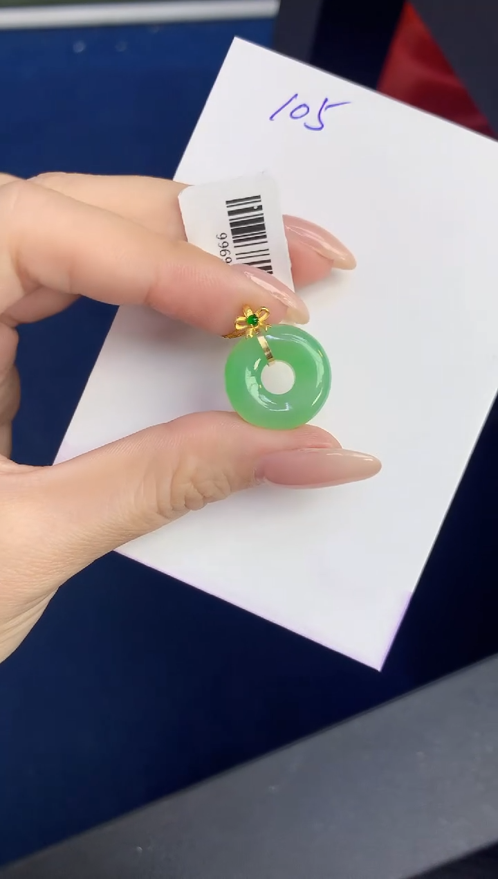 颈饰18K金镶嵌翡翠天然缅甸A货翡翠