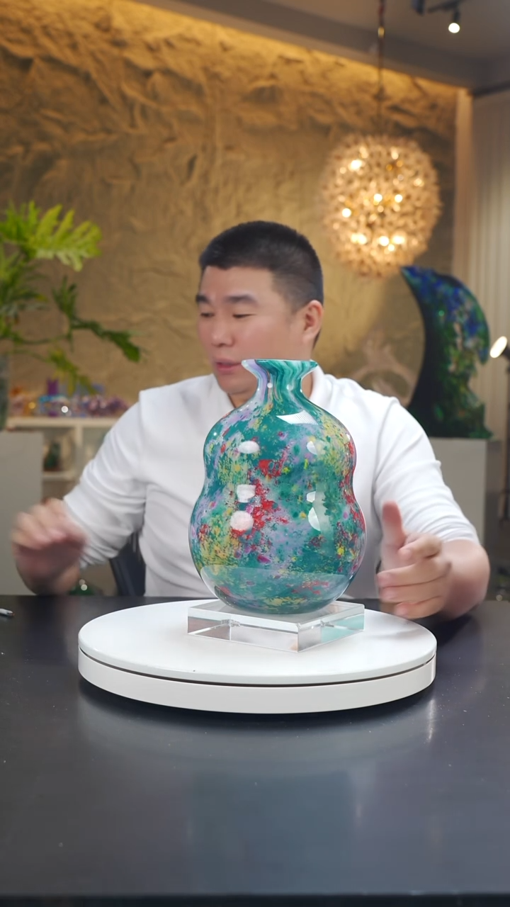 手工艺品琉璃莫奈花园设计款葫芦花器带底座