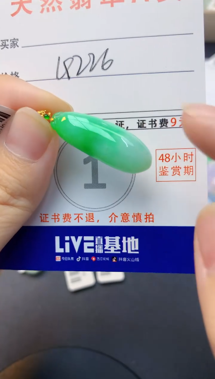颈饰18K金镶嵌翡翠天然缅甸A货翡翠百元以上9元证书费自理