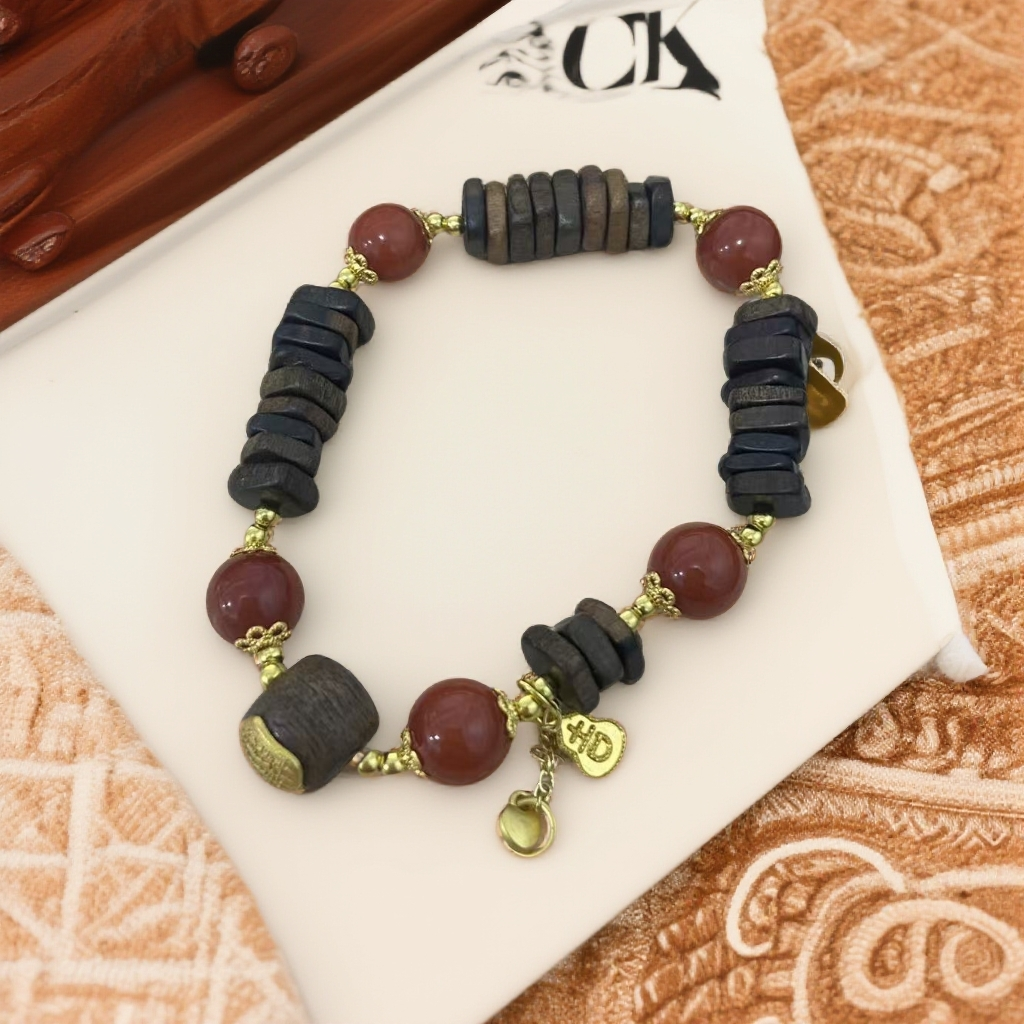 增香沉香木SZH1030-方糖沉香木药片＋小葫芦吊坠单圈精品手串