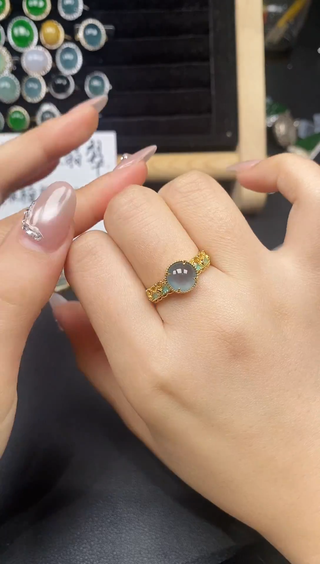 银S925镶嵌戒指翡翠2535