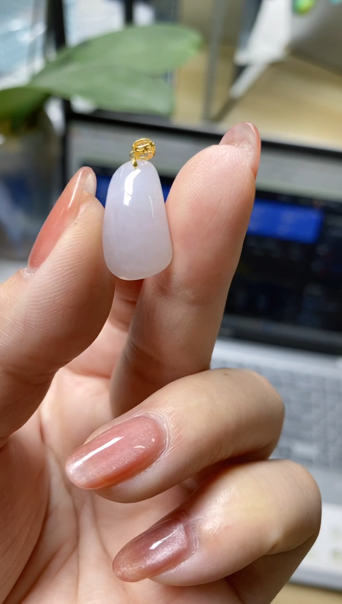 【闪购商品】翡翠颈饰18K金镶嵌天然缅甸翡翠A货挂件