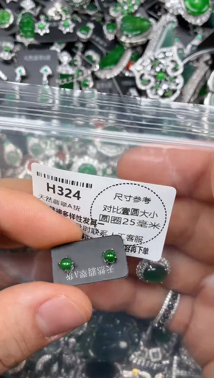 颈饰未镶嵌翡翠H324耳钉