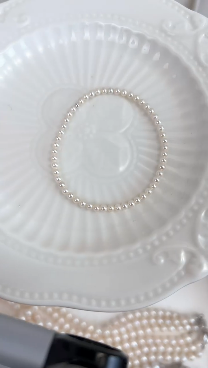 【闪购商品】淡水珍珠手绳银S925镶嵌小米珠手链 【银珠 】