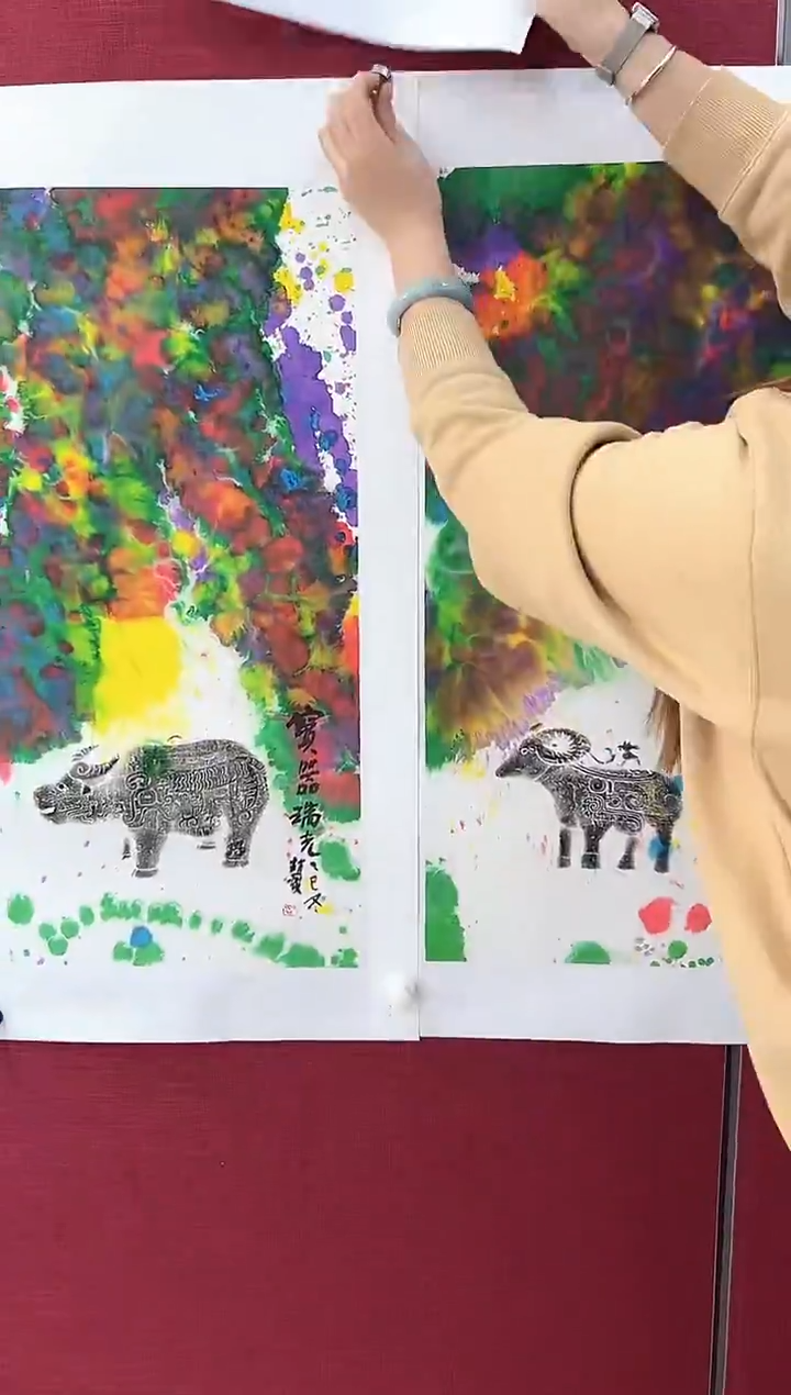 国画赵燮老师2平尺抽象古拓国画作品（任意一张）