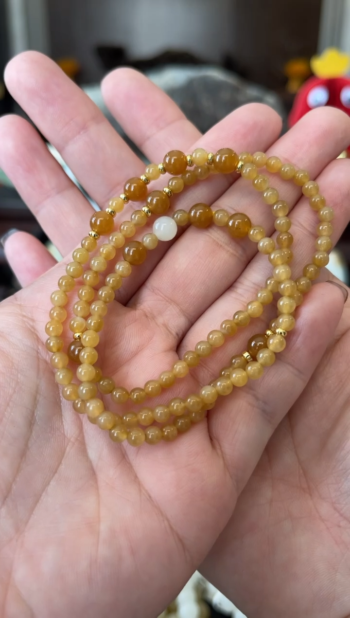 【闪购商品】和田玉（糖玉）手链未镶嵌金山全糖4mm小米珠