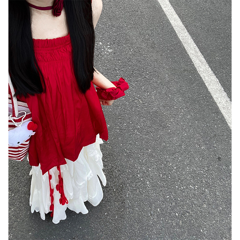 【退货补贴8-12】两件套韩系穿搭时尚露背无袖吊带背心设计感半身裙