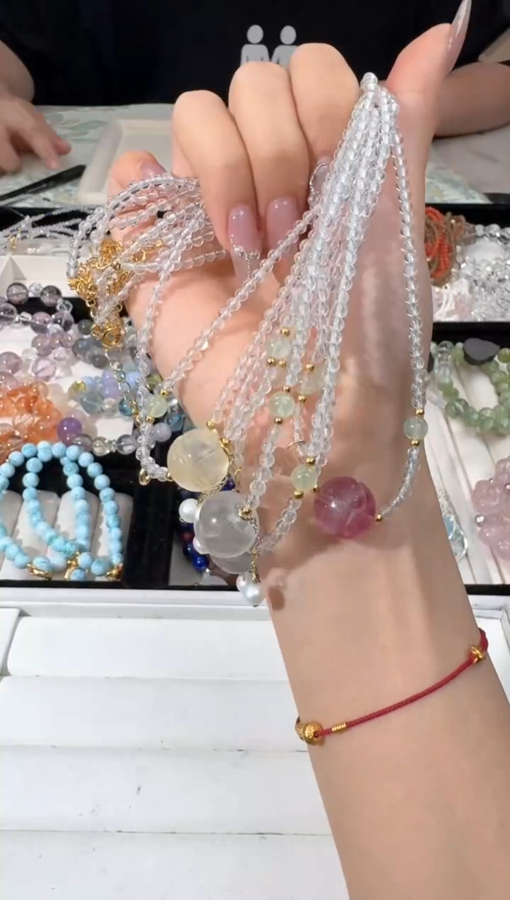 水晶手链未镶嵌D014彩萤多啦a梦项链颜色随机发