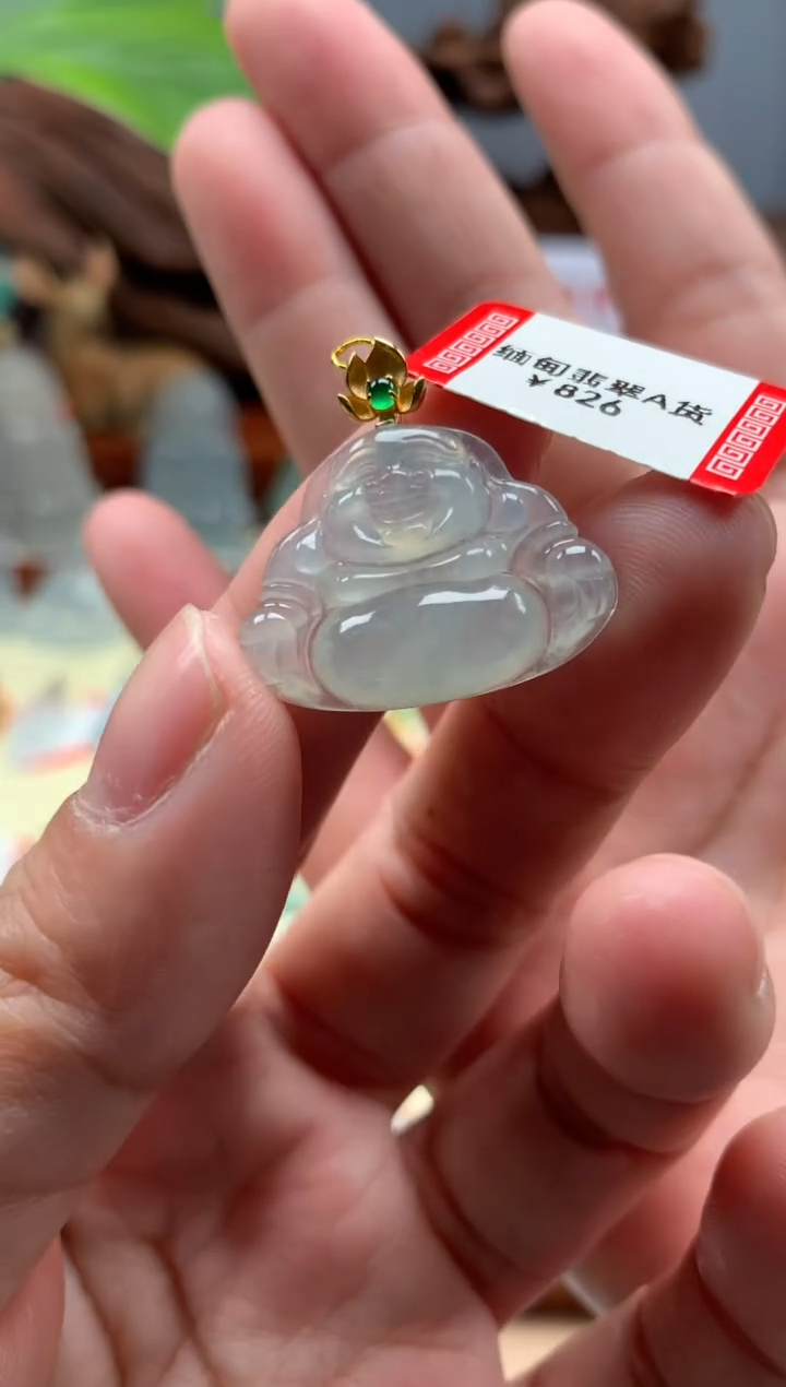 【闪购商品】翡翠颈饰18K金镶嵌佛公
