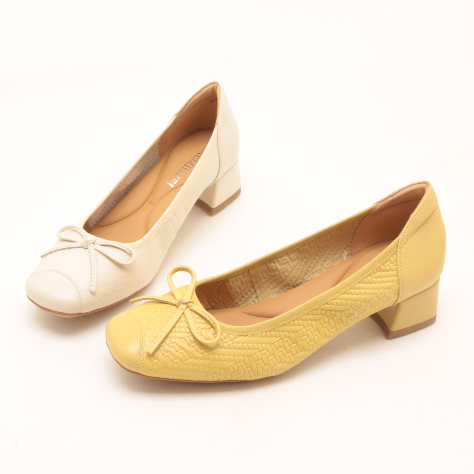 7017春夏新款舒适软底浅口单鞋女真皮蝴蝶结粗跟气质皮鞋