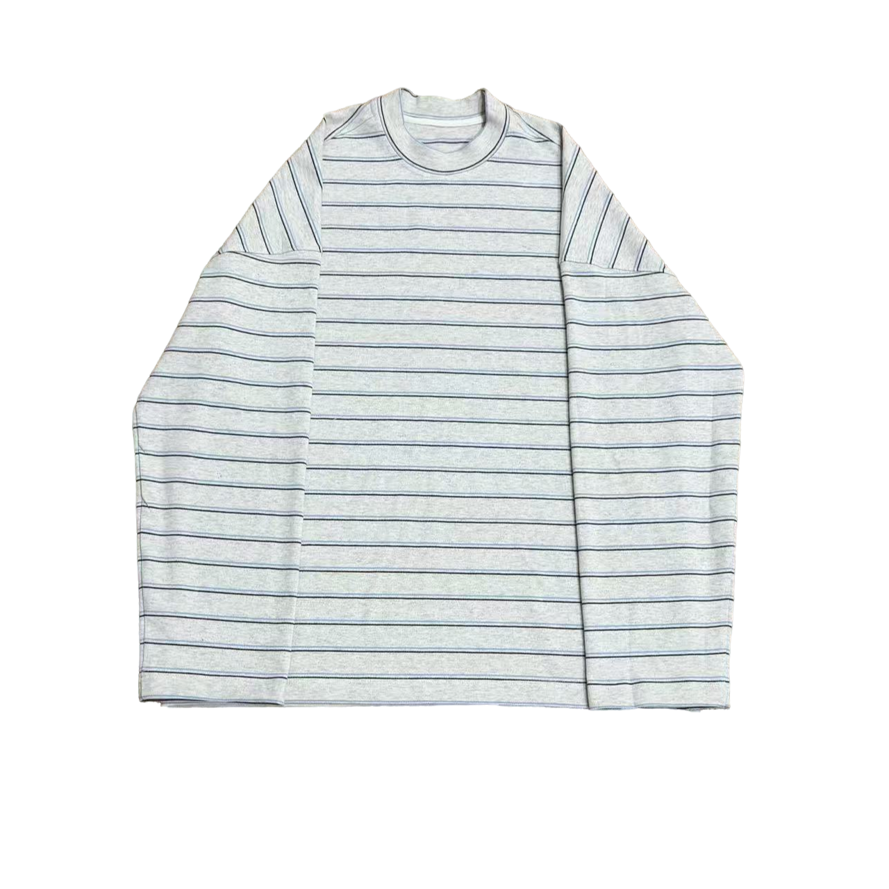 一半---微高领条纹宽袖口大版型女款T恤2512238