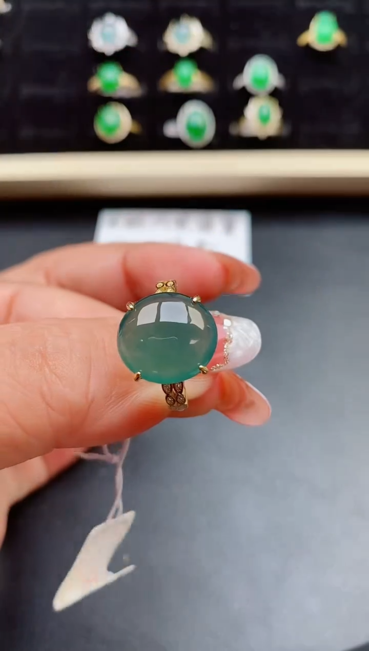 【闪购商品】翡翠戒指银S925镶嵌0000