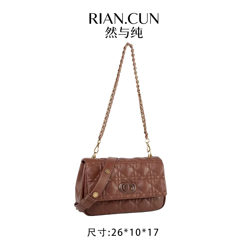 RAIN.CUN冬季2025新款轻奢设计单肩斜挎女包QYX-98130-1-可可棕