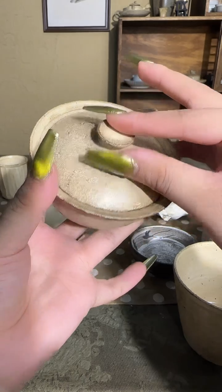 瓷片手作粉引盖碗