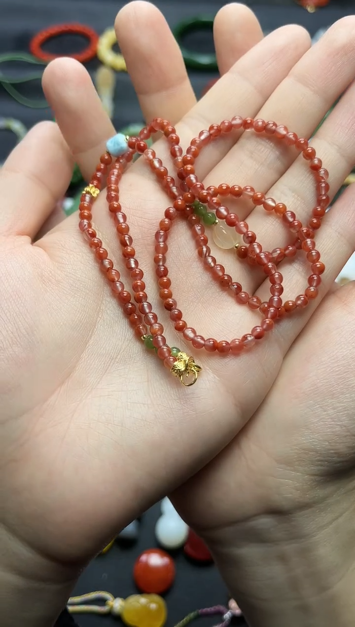 银S925镶嵌颈饰南红玛瑙万能链06