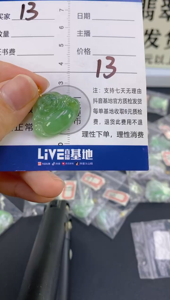 【闪购商品】翡翠颈饰18K金镶嵌天然A货翡翠  13