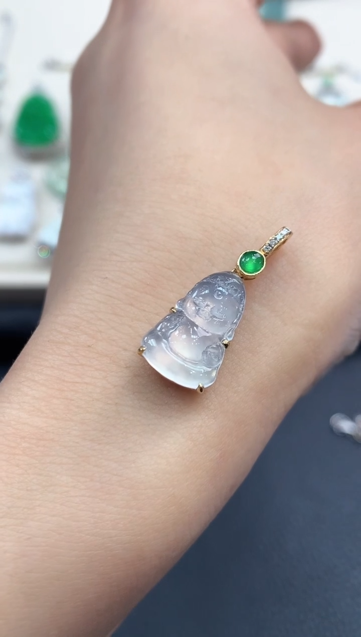 【闪购商品】翡翠吊坠(不含链)18K金镶嵌D20   