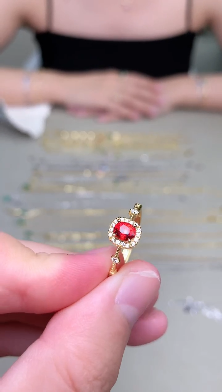 蓝宝石戒指银S925镶嵌戒指