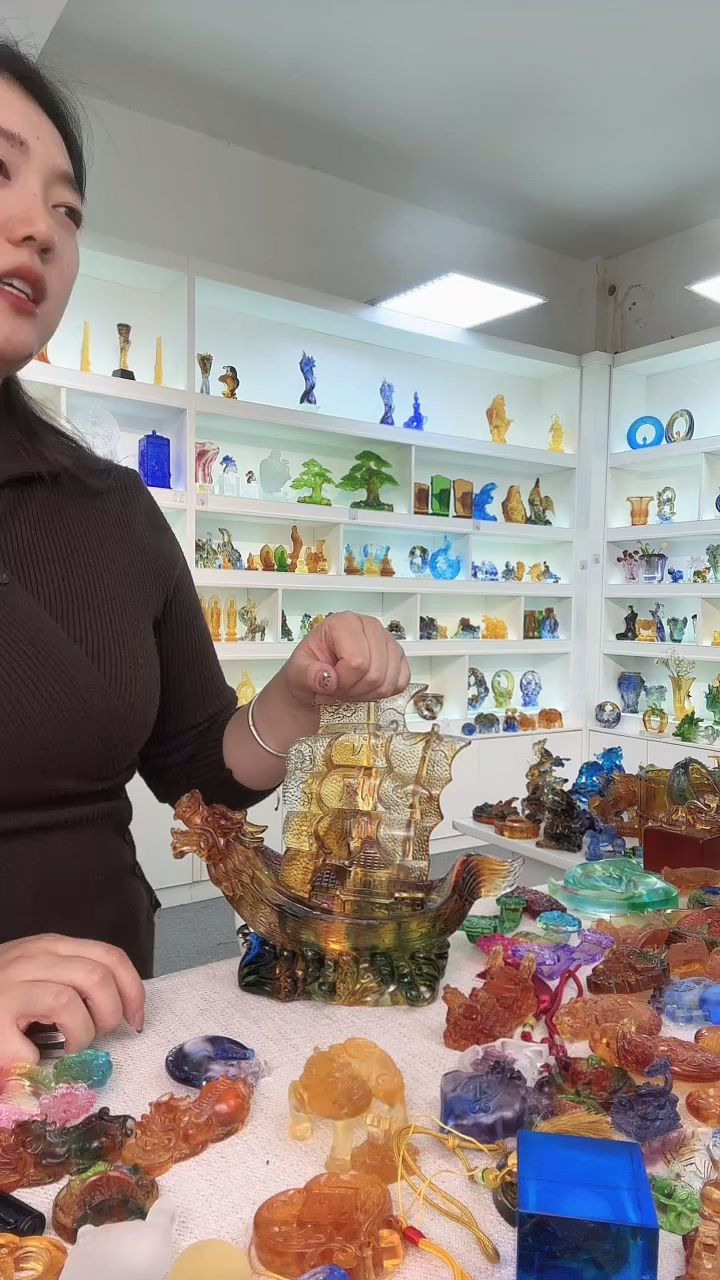 手工艺品琉璃冰*花一帆风顺