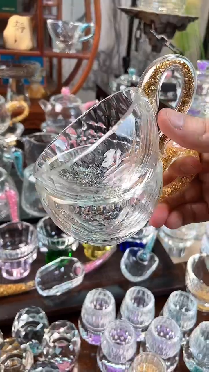 【闪购商品】玺宴新款水晶100毫升咖啡杯金钻+金箔