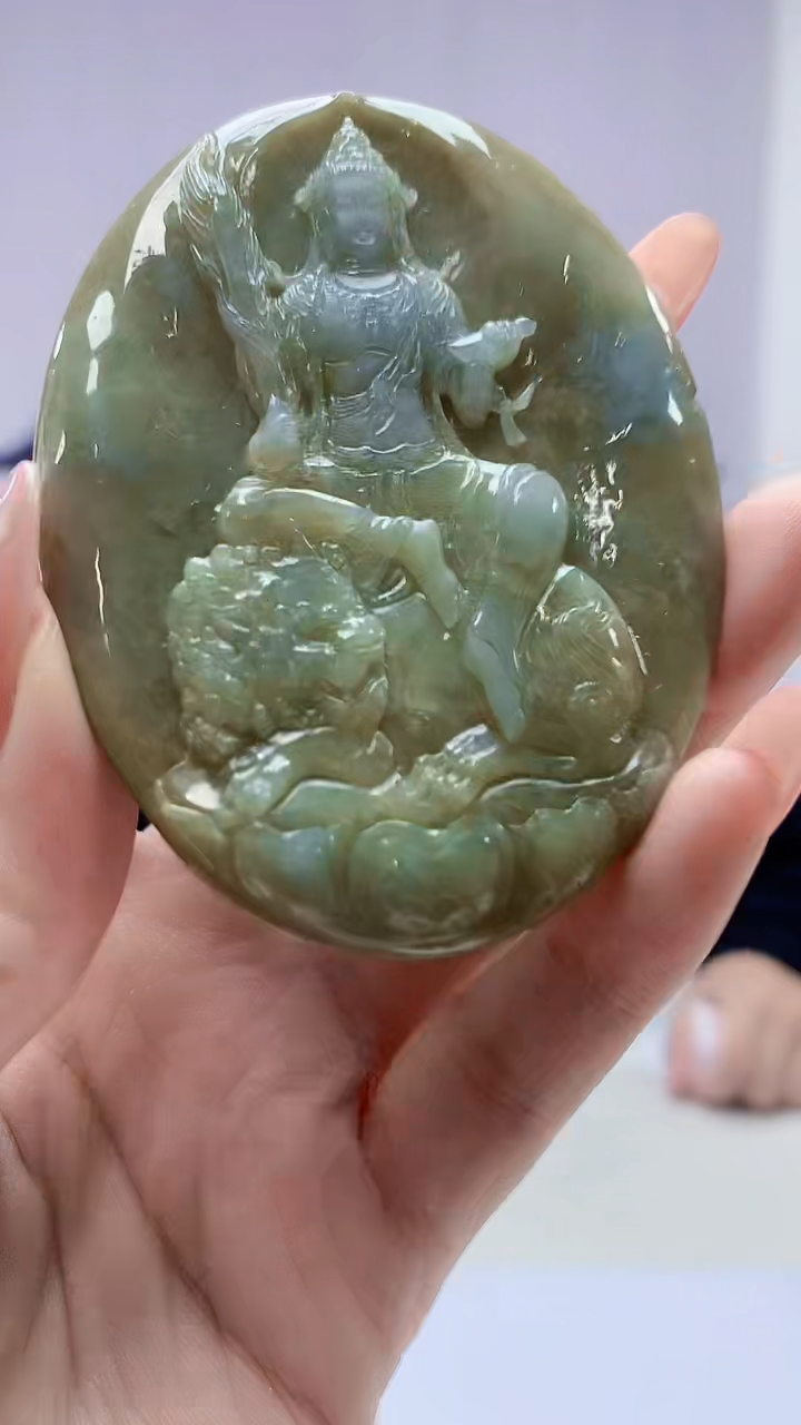 【闪购商品】定制翡翠未镶嵌4917DD-毛货挂件文殊174