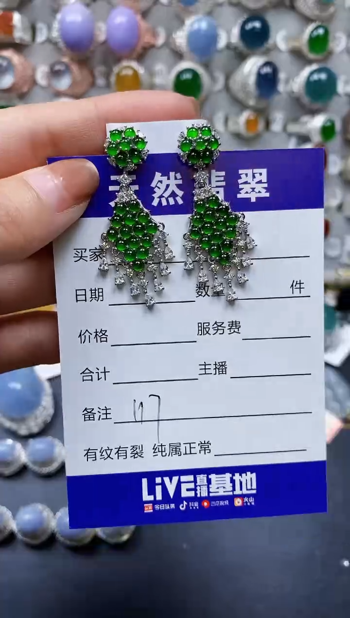 【闪购商品】翡翠耳饰银S925镶嵌0117