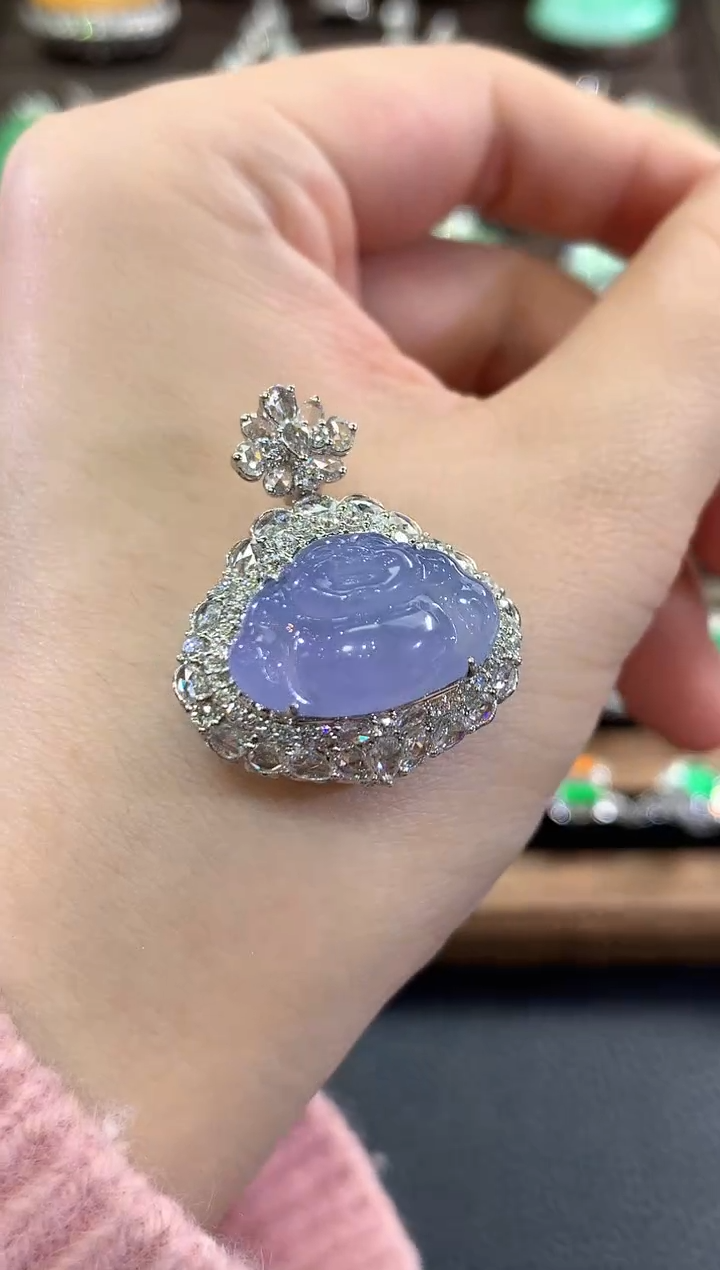 吊坠(不含链)18K金镶嵌翡翠d105