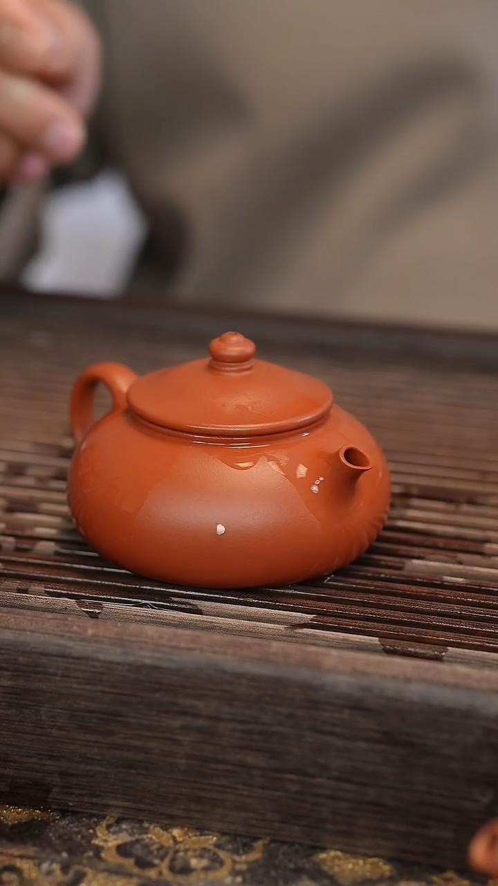 茶壶紫砂寒江 朱泥 半手工 180cc