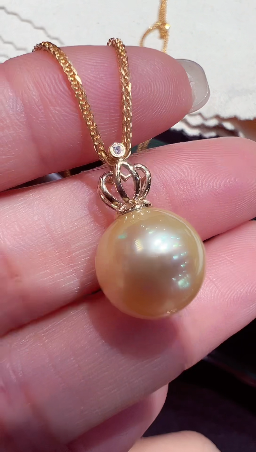 【闪购商品】海水珍珠吊坠(赠链)18K金镶嵌海水珍珠