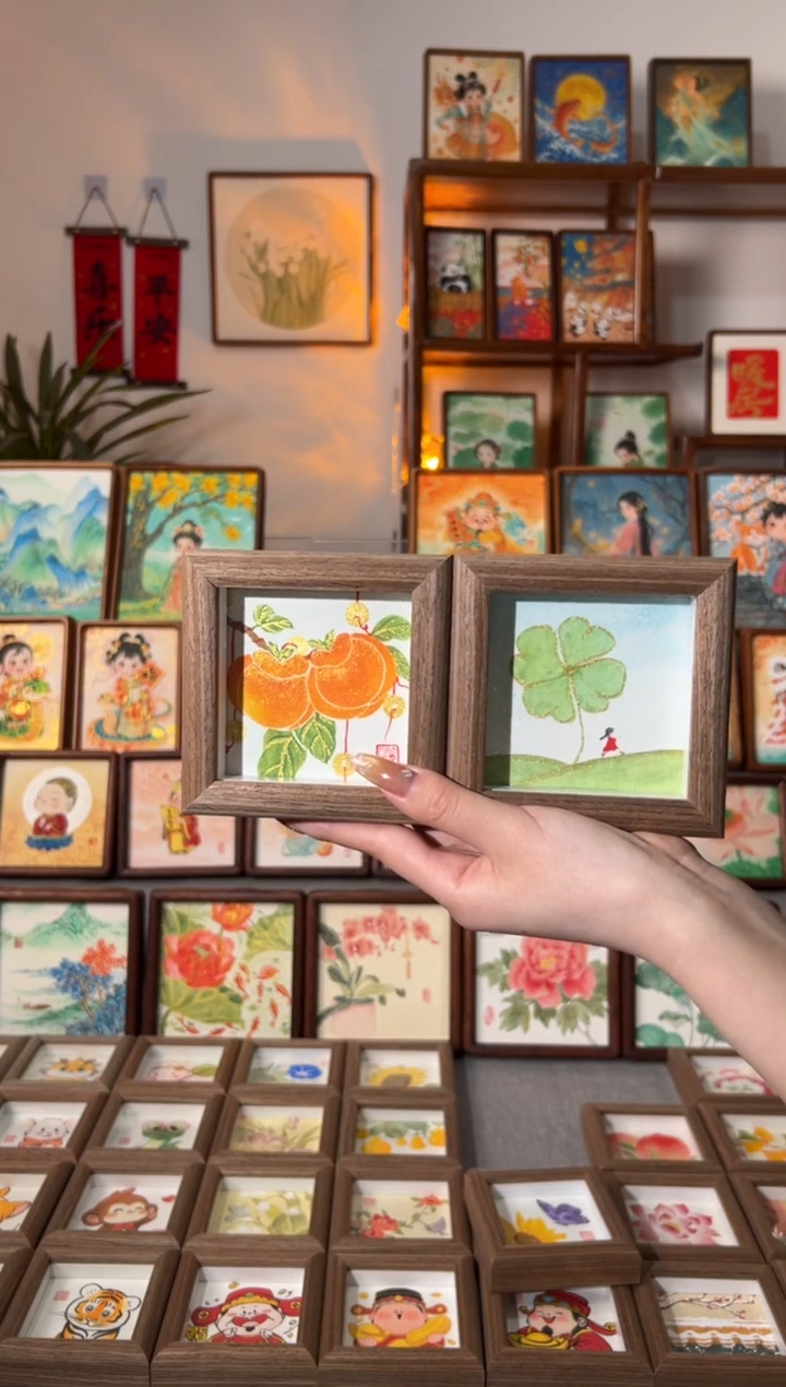 【闪购商品】国画串串好柿，幸运草