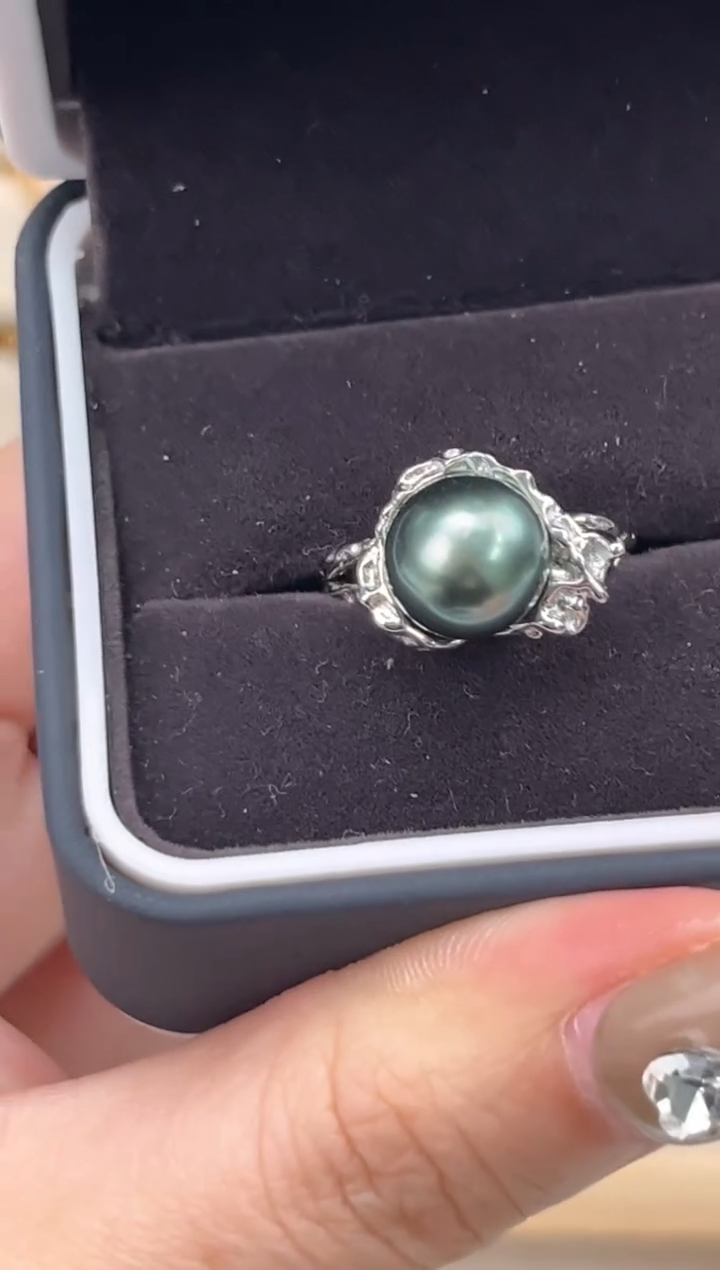 【闪购商品】海水珍珠戒圈银S925镶嵌S925大溪地戒指（微瑕）