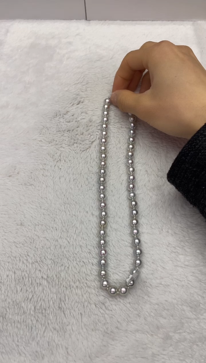 【闪购商品】海水珍珠项链银S925镶嵌AK真多麻8-8.5mm（多样性发一）