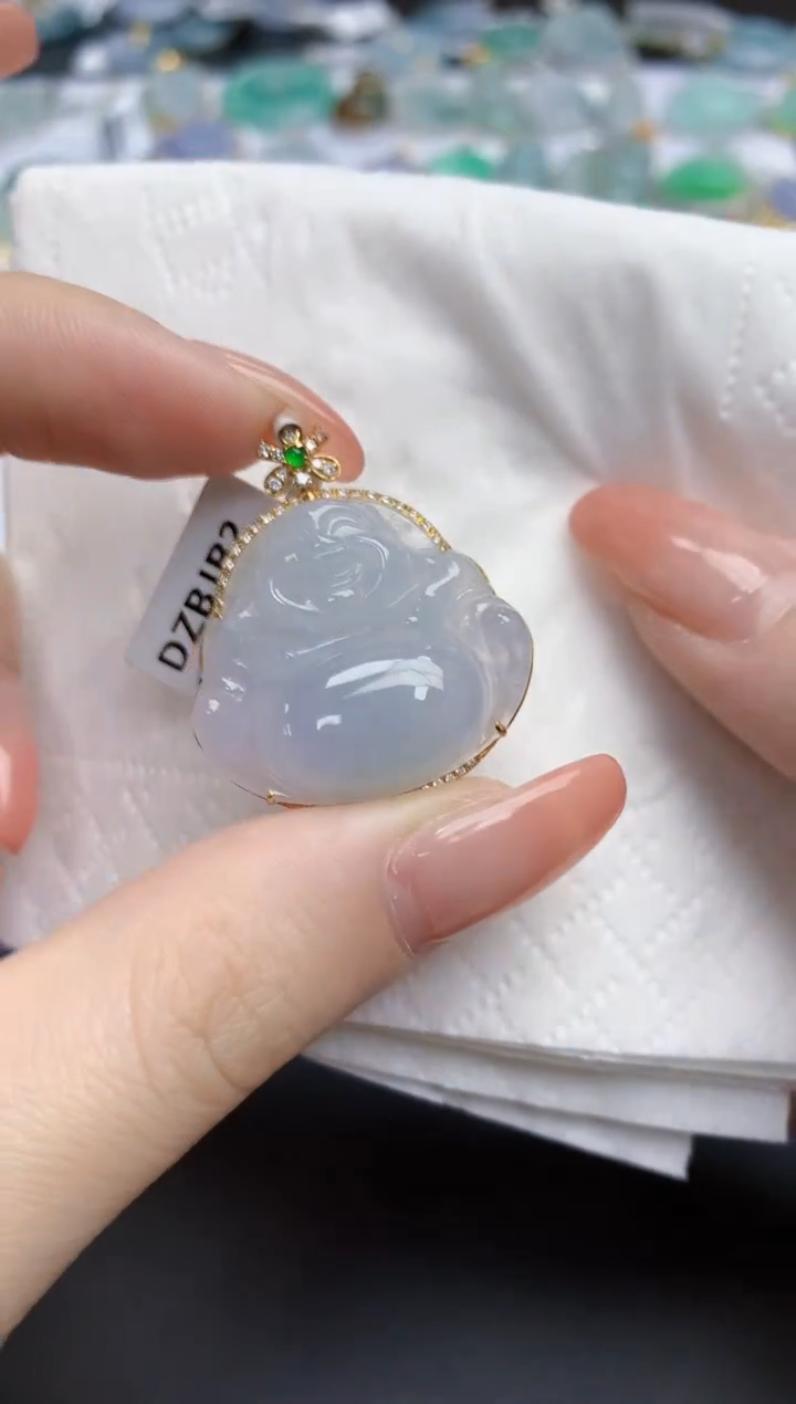 【闪购商品】翡翠颈饰18K金镶嵌天然缅甸翡翠A货