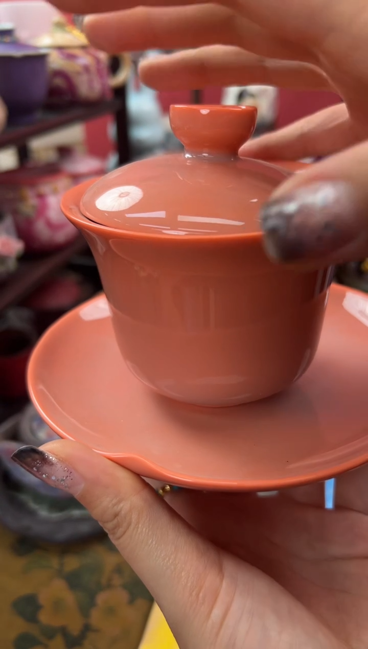 【闪购商品】器州窑倾国倾城蚯蚓走泥纹盖碗