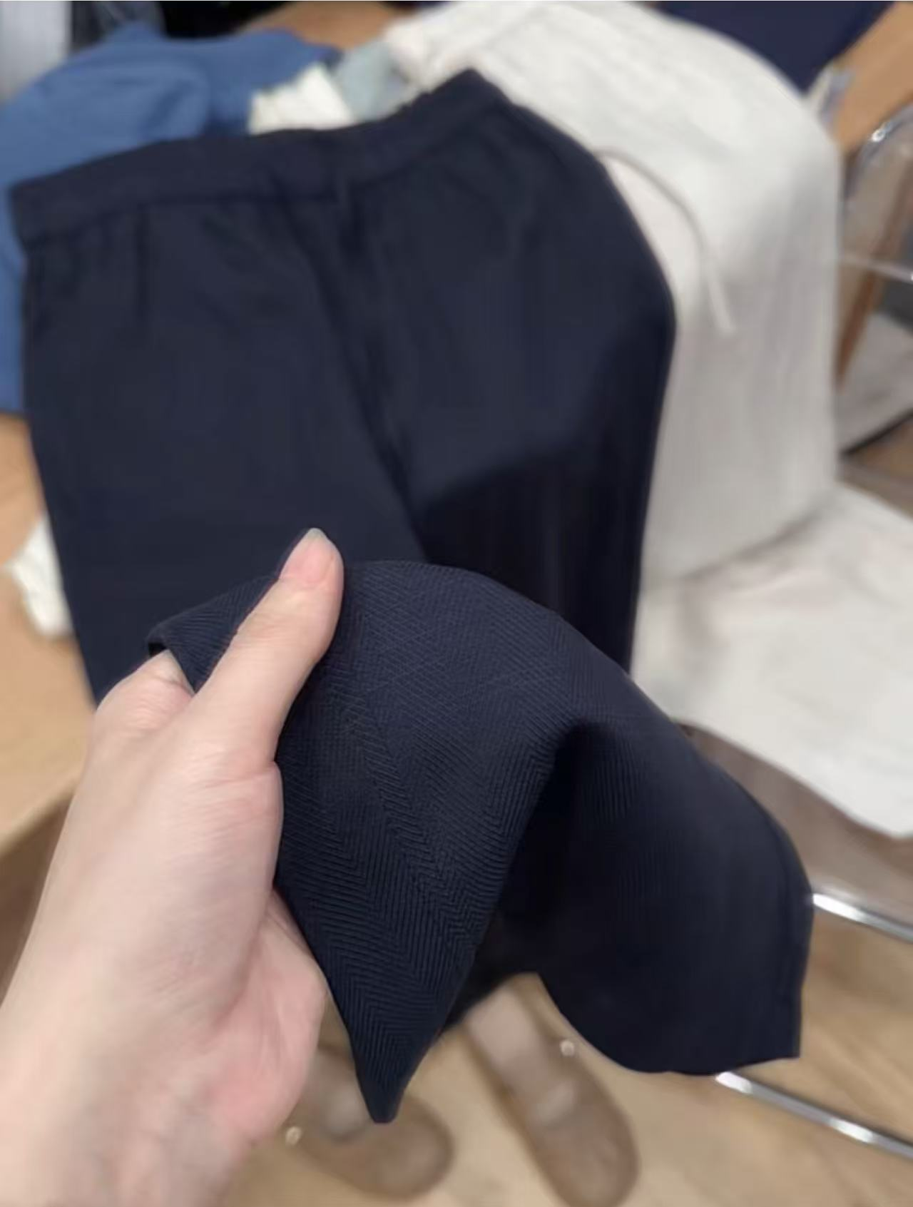 七言家巨好穿！冰感人字纹莱赛尔亚麻裤九分直筒裤@