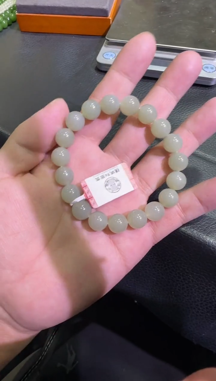 未镶嵌手串和田玉且末近矿高清白手串（产地直发）